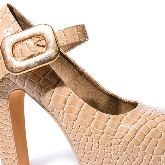 ROUNDABOUT CHUNKY CROC MARY JANE PUMP IN NUDE - Picture 5 of 7